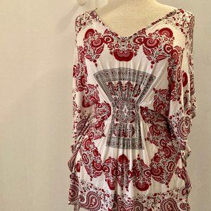 Cute tunic top, white and red, Egyptian